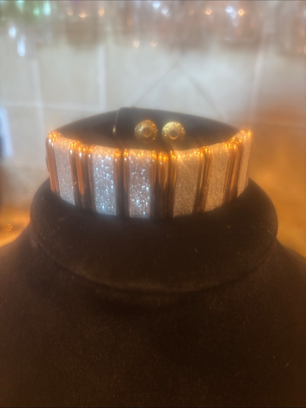 Gold and Silver Glitter Bar Stretch Bracelet